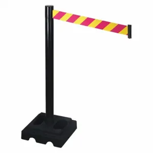 RETRACTA-BELT 332BA-MYD Barrier Post With Belt, Aluminum, Black, 40 Inch Post Height, 2 1/2 Inch Post Dia, Square | CT8WXX 48VL59