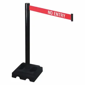 RETRACTA-BELT 332BA-NE Barrier Post With Belt, Aluminum, Black, 40 Inch Post Height, 2 1/2 Inch Post Dia, Square | CT8WYG 48VL60