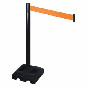 RETRACTA-BELT 332BA-OR Barrier Post With Belt, Aluminum, Black, 40 Inch Post Height, 2 1/2 Inch Post Dia, Square | CT8WYE 48VL61