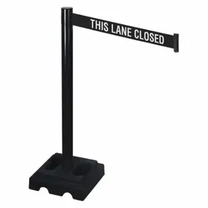 RETRACTA-BELT 332BA-TLC Barrier Post With Belt, Aluminum, Black, 40 Inch Post Height, 2 1/2 Inch Post Dia, Square | CT8WXZ 48VL65