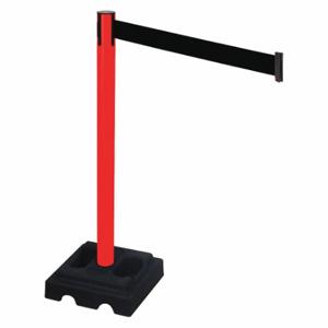 RETRACTA-BELT 332PRD-BK Barrier Post With Belt, PVC, Red, 40 Inch Post Height, 2 1/2 Inch Post Dia | CT8XVT 48VL68