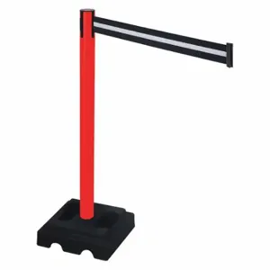 RETRACTA-BELT 332PRD-BW Barrier Post With Belt, PVC, Red, 40 Inch Post Height, 2 1/2 Inch Post Dia | CT8XVF 48VL70