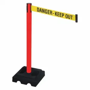 RETRACTA-BELT 332PRD-DKO Barrier Post With Belt, PVC, Red, 40 Inch Post Height, 2 1/2 Inch Post Dia | CT8XVW 48VL73