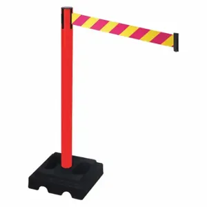 RETRACTA-BELT 332PRD-MYD Barrier Post With Belt, PVC, Red, 40 Inch Post Height, 2 1/2 Inch Post Dia | CT8XVU 48VL76