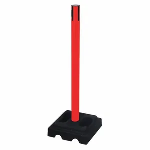 RETRACTA-BELT 332PRD-RCV Belt Barrier Receiver Post, PVC, Red, 2 1/2 Inch Post Dia, Square, 15 Inch Base Dia | CT8YMN 48VL79