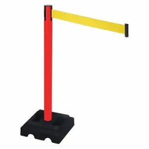 RETRACTA-BELT 332PRD-YW Barrier Post With Belt, PVC, Red, 40 Inch Post Height, 2 1/2 Inch Post Dia | CT8XVR 48VL83