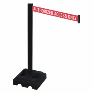 RETRACTA-BELT 332PSB-AAO Barrier Post With Belt, PVC, Black, 40 Inch Post Height, 2 1/2 Inch Post Dia | CT8XJW 48VL84