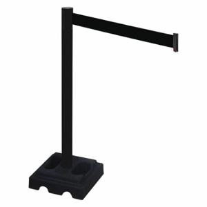 RETRACTA-BELT 332PSB-BK Barrier Post With Belt, PVC, Black, 40 Inch Post Height, 2 1/2 Inch Post Dia | CT8YDB 48VL85