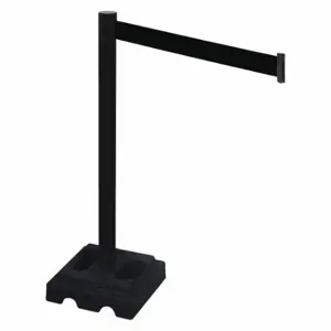 RETRACTA-BELT 332PSB-BK Barrier Post With Belt, PVC, Black, 40 Inch Post Height, 2 1/2 Inch Post Dia | CT8YDB 48VL85