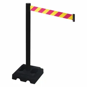 RETRACTA-BELT 332PSB-MYD Barrier Post With Belt, PVC, Black, 40 Inch Post Height, 2 1/2 Inch Post Dia | CT8YCC 48VL93