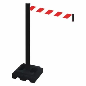 RETRACTA-BELT 332PSB-RWD Barrier Post With Belt, PVC, Black, 40 Inch Post Height, 2 1/2 Inch Post Dia | CT8XJX 48VL98