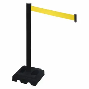 RETRACTA-BELT 332PSB-YW Barrier Post With Belt, PVC, Black, 40 Inch Post Height, 2 1/2 Inch Post Dia | CT8XKD 48VM01