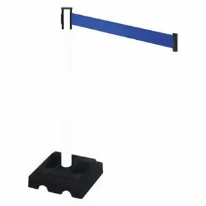 RETRACTA-BELT 332PWH-BL Barrier Post With Belt, PVC, White, 40 Inch Post Height, 2 1/2 Inch Post Dia | CT8XWL 48VM04