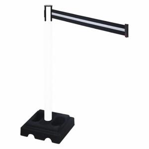 RETRACTA-BELT 332PWH-BW Barrier Post With Belt, PVC, White, 40 Inch Post Height, 2 1/2 Inch Post Dia | CT8XWG 48VM05