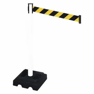 RETRACTA-BELT 332PWH-BYD Barrier Post With Belt, PVC, White, 40 Inch Post Height, 2 1/2 Inch Post Dia | CT8XWK 48VM06