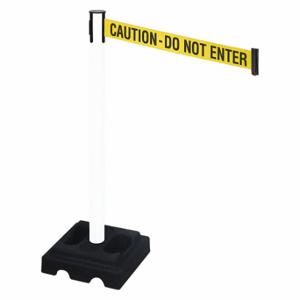 RETRACTA-BELT 332PWH-CAU Barrier Post With Belt, PVC, White, 40 Inch Post Height, 2 1/2 Inch Post Dia | CT8XWC 48VM07