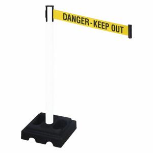 RETRACTA-BELT 332PWH-DKO Barrier Post With Belt, PVC, White, 40 Inch Post Height, 2 1/2 Inch Post Dia | CT8XWP 48VM08