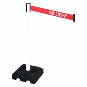 RETRACTA-BELT 332PWH-NE Barrier Post With Belt, PVC, White, 40 Inch Post Height, 2 1/2 Inch Post Dia | CT8XWQ 48VM12