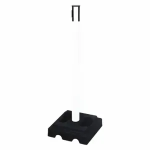 RETRACTA-BELT 332PWH-RCV Belt Barrier Receiver Post, PVC, White, 2 1/2 Inch Post Dia, Square, 15 Inch Base Dia | CT8YMD 48VM14