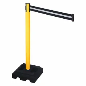 RETRACTA-BELT 332PYW-BW Barrier Post With Belt, PVC, Yellow, 40 Inch Post Height, 2 1/2 Inch Post Dia | CT8XXE 48VM22