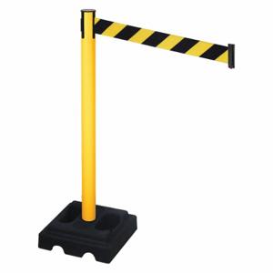 RETRACTA-BELT 332PYW-BYD Barrier Post With Belt, PVC, Yellow, 40 Inch Post Height, 2 1/2 Inch Post Dia | CT8XWY 48VM23