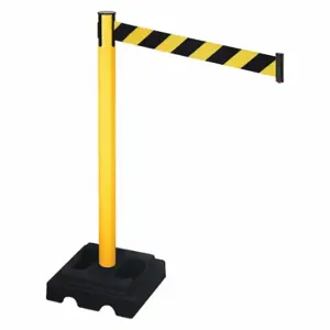 RETRACTA-BELT 332PYW-BYD Barrier Post With Belt, PVC, Yellow, 40 Inch Post Height, 2 1/2 Inch Post Dia | CT8XWY 48VM23