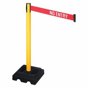 RETRACTA-BELT 332PYW-NE Barrier Post With Belt, PVC, Yellow, 40 Inch Post Height, 2 1/2 Inch Post Dia | CT8XWV 48VM29