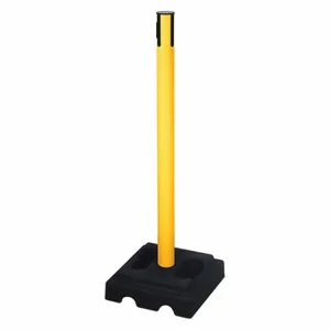 RETRACTA-BELT 332PYW-RCV Belt Barrier Receiver Post, PVC, Yellow, 2 1/2 Inch Post Dia, Square, 15 Inch Base Dia | CT8YME 48VM31