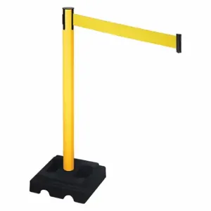 RETRACTA-BELT 332PYW-YW Barrier Post With Belt, PVC, Yellow, 40 Inch Post Height, 2 1/2 Inch Post Dia | CT8XXH 48VM35