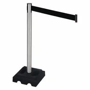 RETRACTA-BELT 332SA-BK Barrier Post With Belt, Aluminum, Satin, 40 Inch Post Height, 2 1/2 Inch Post Dia, Square | CT8XHJ 48VM37