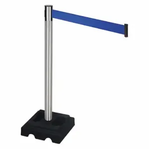 RETRACTA-BELT 332SA-BL Barrier Post With Belt, Aluminum, Satin, 40 Inch Post Height, 2 1/2 Inch Post Dia, Square | CT8XHL 48VM38