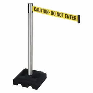 RETRACTA-BELT 332SA-CAU Barrier Post With Belt, Aluminum, Satin, 40 Inch Post Height, 2 1/2 Inch Post Dia, Square | CT8XHG 48VM41