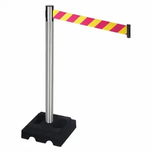 RETRACTA-BELT 332SA-MYD Barrier Post With Belt, Aluminum, Satin, 40 Inch Post Height, 2 1/2 Inch Post Dia, Square | CT8XGX 48VM45