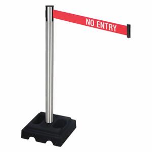 RETRACTA-BELT 332SA-NE Barrier Post With Belt, Aluminum, Satin, 40 Inch Post Height, 2 1/2 Inch Post Dia, Square | CT8XGZ 48VM46