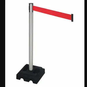 RETRACTA-BELT 332SA-RD Barrier Post With Belt, Aluminum, Satin, 40 Inch Post Height, 2 1/2 Inch Post Dia, Square | CT8XHA 48VM49