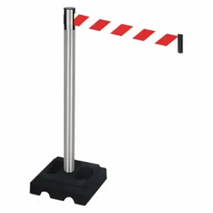 RETRACTA-BELT 332SA-RWD Barrier Post With Belt, Aluminum, Satin, 40 Inch Post Height, 2 1/2 Inch Post Dia, Square | CT8XHD 48VM50