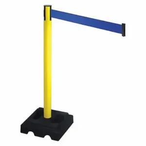 RETRACTA-BELT 332YA-BL Barrier Post With Belt, Yellow, 40 Inch Post Height, 2 1/2 Inch Post Dia, Square | CT8YAW 48VM55