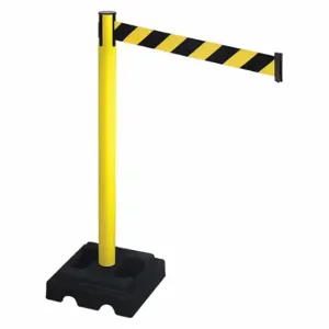 RETRACTA-BELT 332YA-BYD Barrier Post With Belt, Yellow, 40 Inch Post Height, 2 1/2 Inch Post Dia, Square | CT8XJL 48VM57