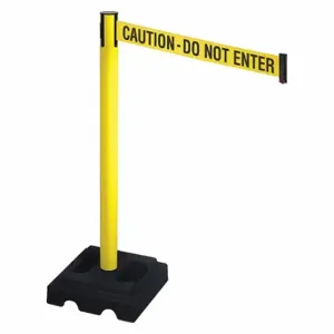 RETRACTA-BELT 332YA-CAU Barrier Post With Belt, Yellow, 40 Inch Post Height, 2 1/2 Inch Post Dia, Square | CT8XJE 48VM58