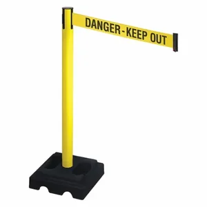 RETRACTA-BELT 332YA-DKO Barrier Post With Belt, Yellow, 40 Inch Post Height, 2 1/2 Inch Post Dia, Square | CT8XJA 48VM59