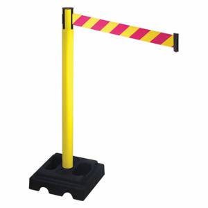 RETRACTA-BELT 332YA-MYD Barrier Post With Belt, Yellow, 40 Inch Post Height, 2 1/2 Inch Post Dia, Square | CT8XJM 48VM62