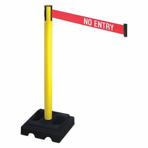 RETRACTA-BELT 332YA-NE Barrier Post With Belt, Yellow, 40 Inch Post Height, 2 1/2 Inch Post Dia, Square | CT8XJJ 48VM63