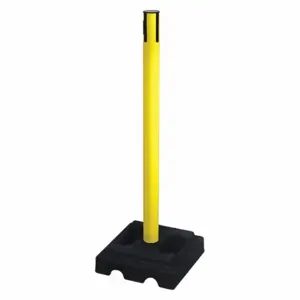 RETRACTA-BELT 332YA-RCV Belt Barrier Receiver Post, Aluminum, Yellow, 2 1/2 Inch Post Dia, Square | CT8YMK 48VM65