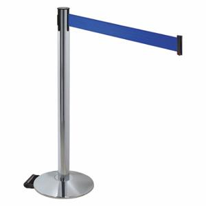 RETRACTA-BELT 334PAPC-BL Barrier Post With Belt, Polished Aluminum, 40 Inch Post Height, 2 1/2 Inch Post Dia | CT8XAP 48VR59