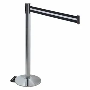 RETRACTA-BELT 334PAPC-BW Barrier Post With Belt, Polished Aluminum, 40 Inch Post Height, 2 1/2 Inch Post Dia | CT8XAU 48VR60