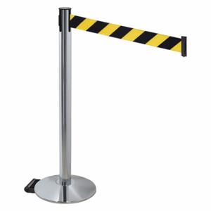 RETRACTA-BELT 334PAPC-BYD Barrier Post With Belt, Polished Aluminum, 40 Inch Post Height, 2 1/2 Inch Post Dia | CT8YCY 48VR61