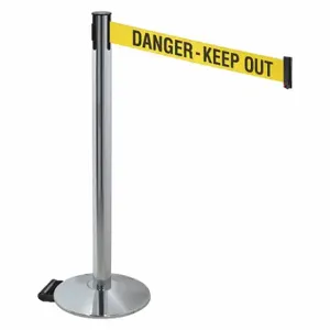 RETRACTA-BELT 334PAPC-DKO Barrier Post With Belt, Polished Aluminum, 40 Inch Post Height, 2 1/2 Inch Post Dia | CT8XAN 48VR63