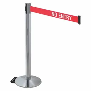 RETRACTA-BELT 334PAPC-NE Barrier Post With Belt, Polished Aluminum, 40 Inch Post Height, 2 1/2 Inch Post Dia | CT8XAE 48VR67