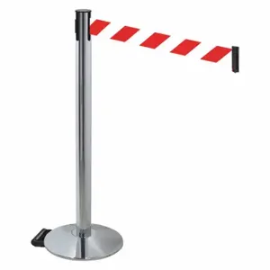 RETRACTA-BELT 334PAPC-RWD Barrier Post With Belt, Polished Aluminum, 40 Inch Post Height, 2 1/2 Inch Post Dia | CT8WYP 48VR71