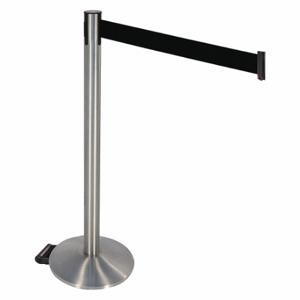 RETRACTA-BELT 334SS-BK Barrier Post With Belt, Stainless Steel, Satin Stainless Steel, 40 Inch Post Height | CT8XXP 48VR94